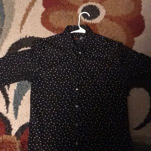 Black slim fit dress shirt with stars